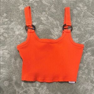 Orange Ribbed Crop Top